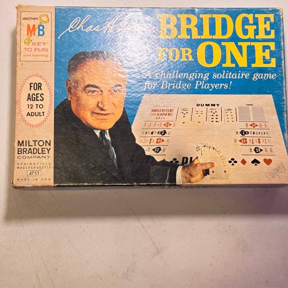 Vintage 1967 Milton Bradley BRIDGE FOR ONE Solitaire Bridge Game Charles Goren